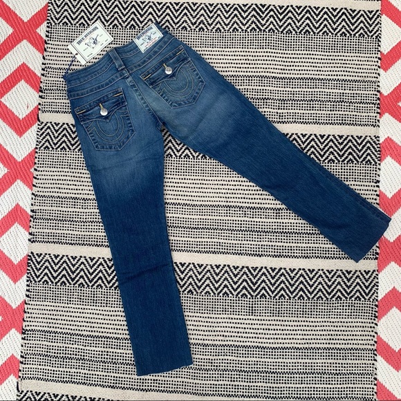 NWT True Religion Cut Off Slim Straight Jeans size 24 - Picture 4 of 8